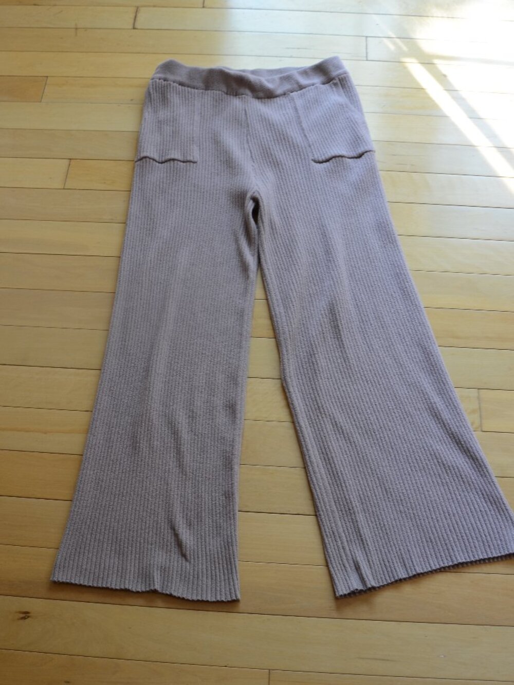 Jason Wu Womens Mauve Taupe Ribbed Knit Drawstring Lounge Pants Size Large